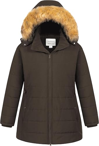 Chrisuno Womens Winter Jacket Puffer Coat Long Women's Plus Size Hooded Warm Qui