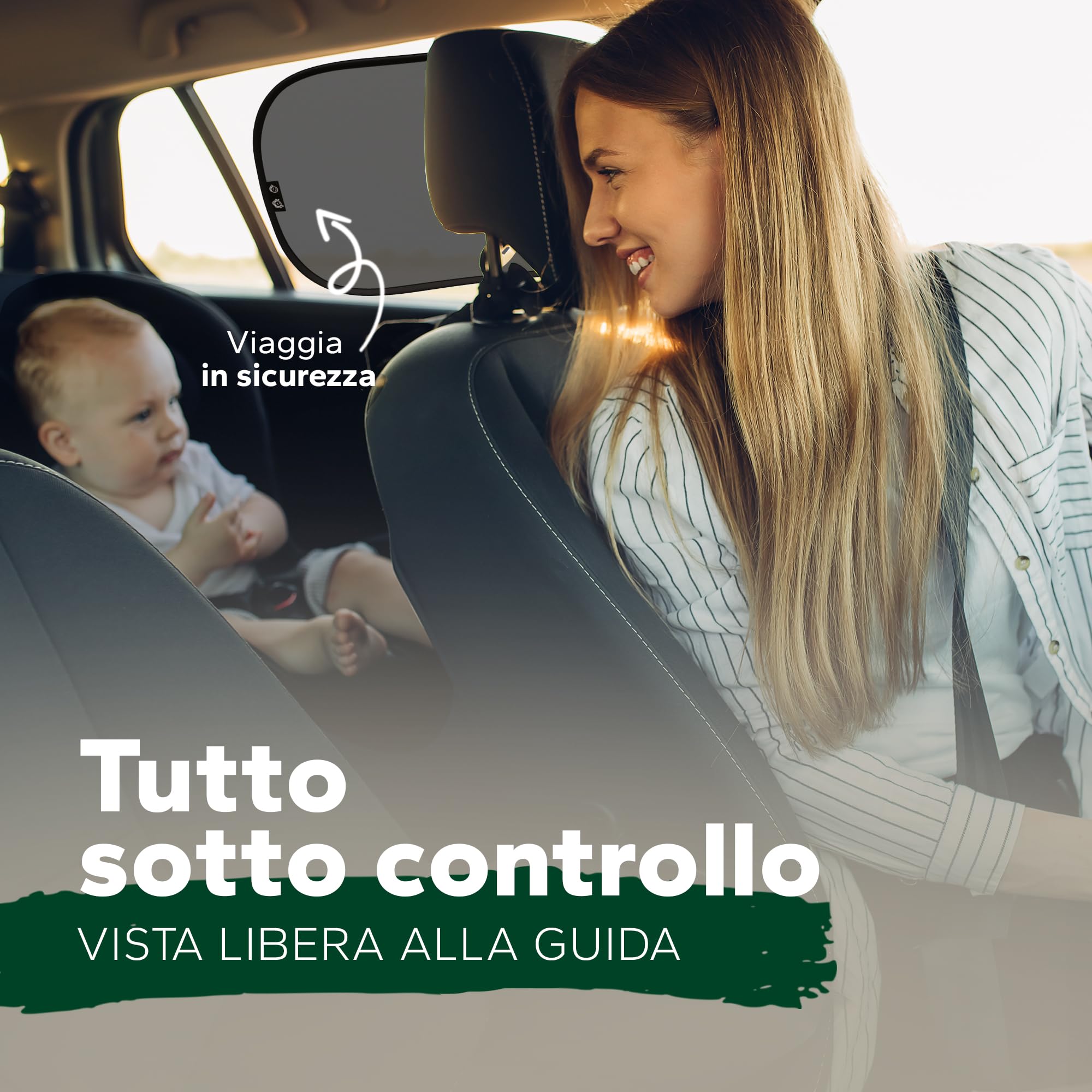 Parasole per Bambini Con Protezione UV Certificata UPF50+ - Autoadesivo - Certificato DEKRA - Materiale Pregiato GSM 105 - Accessori per Parasole