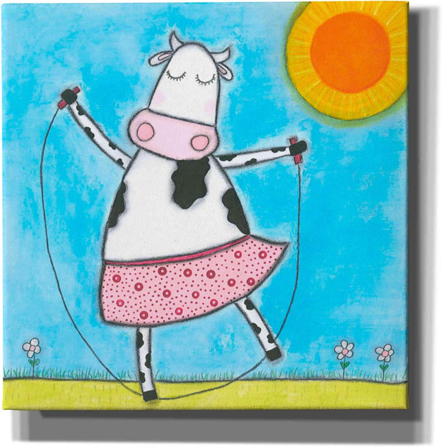 Epic Graffiti Super Animal-Cow Giclee Canvas Wall Art, Blue