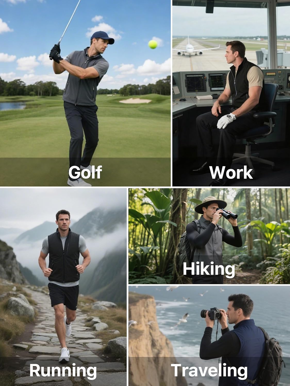 FREE SOLDIER Men's Lightweight Golf Vest Outerwear Windproof Sleeveless Softshell Jacket Running Vest - Image 6