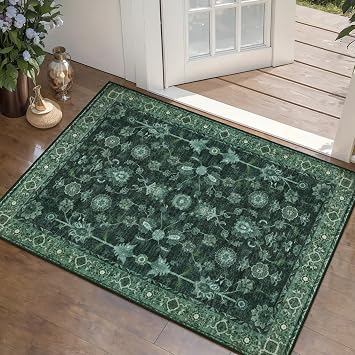 Tangsoo Green Washable Entry Rug, 2x3 Small Area Rugs for Entryway Non Slip