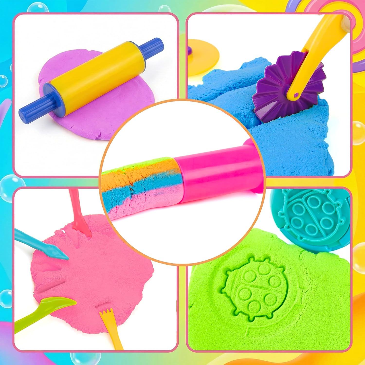 Carolart Colorful Stretchable, Expandable, Moldable Sensory Sand Kit