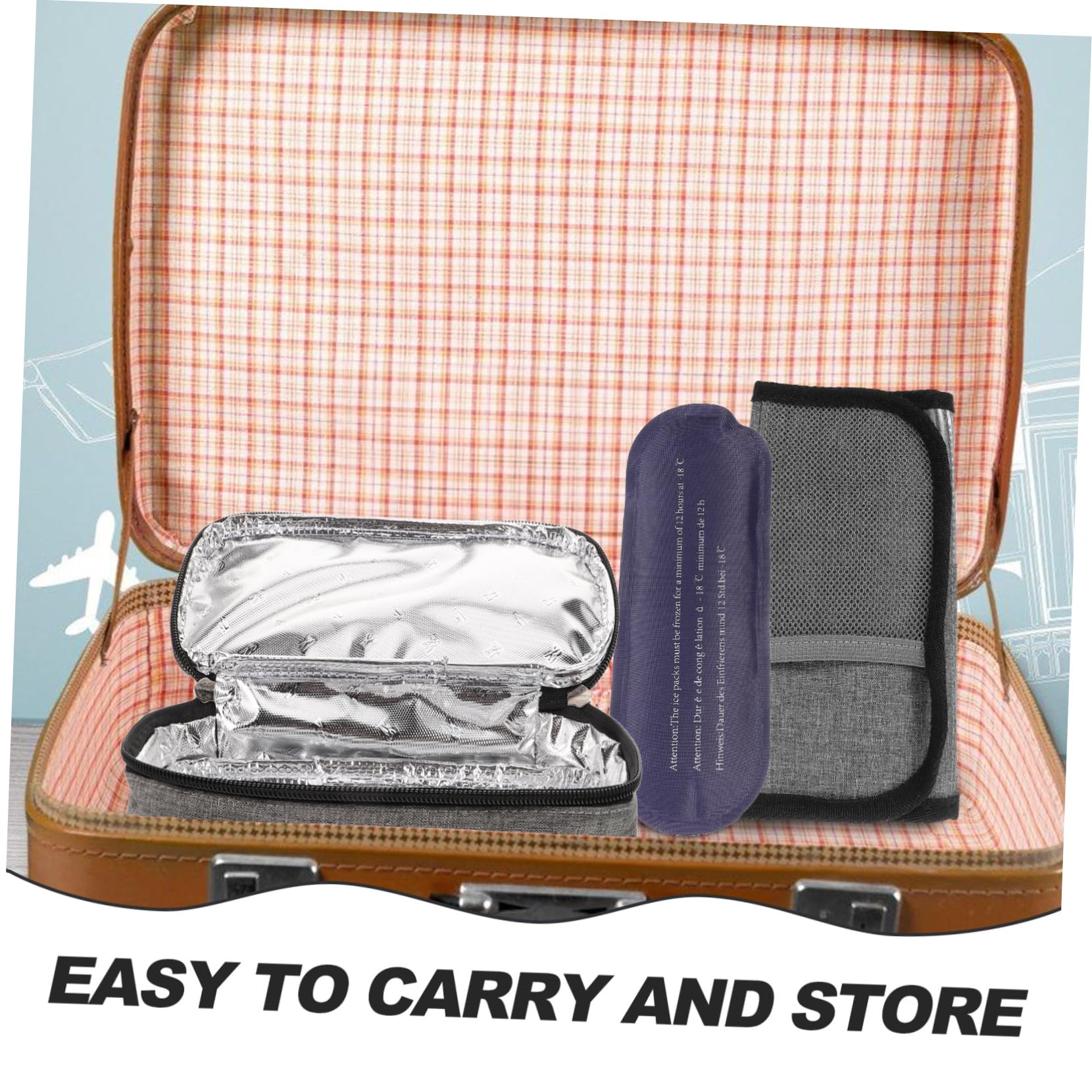 FRCOLOR 4 Stück Tragbare -kühlbox Unterstützung Reisen Isoliert Fall Tasche Gürtel Genehmigt Cooler Reisekoffer Tragen Pflege Tragbarer Medizinkoffer Gefrierbeutel Polyester Grey