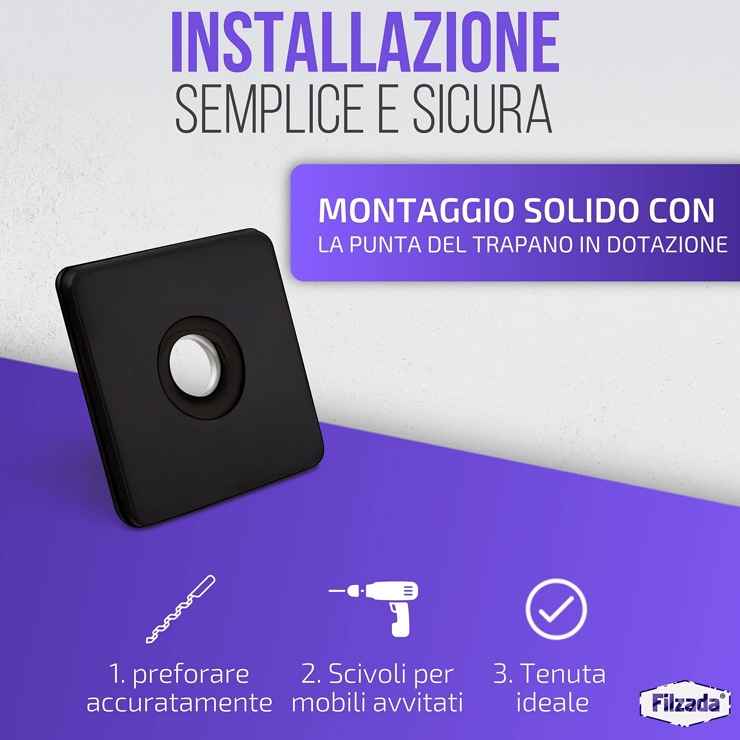 Filzada® 26x Piedini per mobili in Teflon da avvitare - 25 x 25 mm (quadrato) - Scivoli per mobili/scivoli per moquette PTFE (Teflon) incl. viti