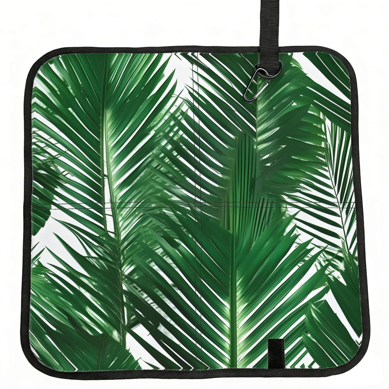 YGLHBDPBF Green Palm Leaf Print Camping seat cushion,Foldable Sitting Pads,Save Backpack Space for Hiking