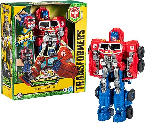 Miniatura 9 de Transformers Bumblebee Cyberverse Adventures Dinobots Unite Smash Changer Optimus Prime figura de acción, juguetes para niños y niñas de 6 años y