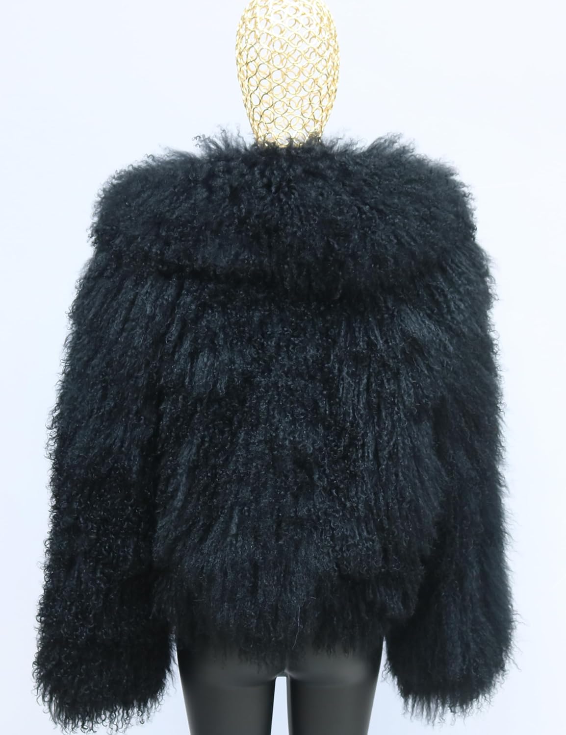 Women's Genuine Mongolia Sheep Fur Coat Fluffy Sheep Fur Jacket Turn-down Collar Long Sleeve - Image 8