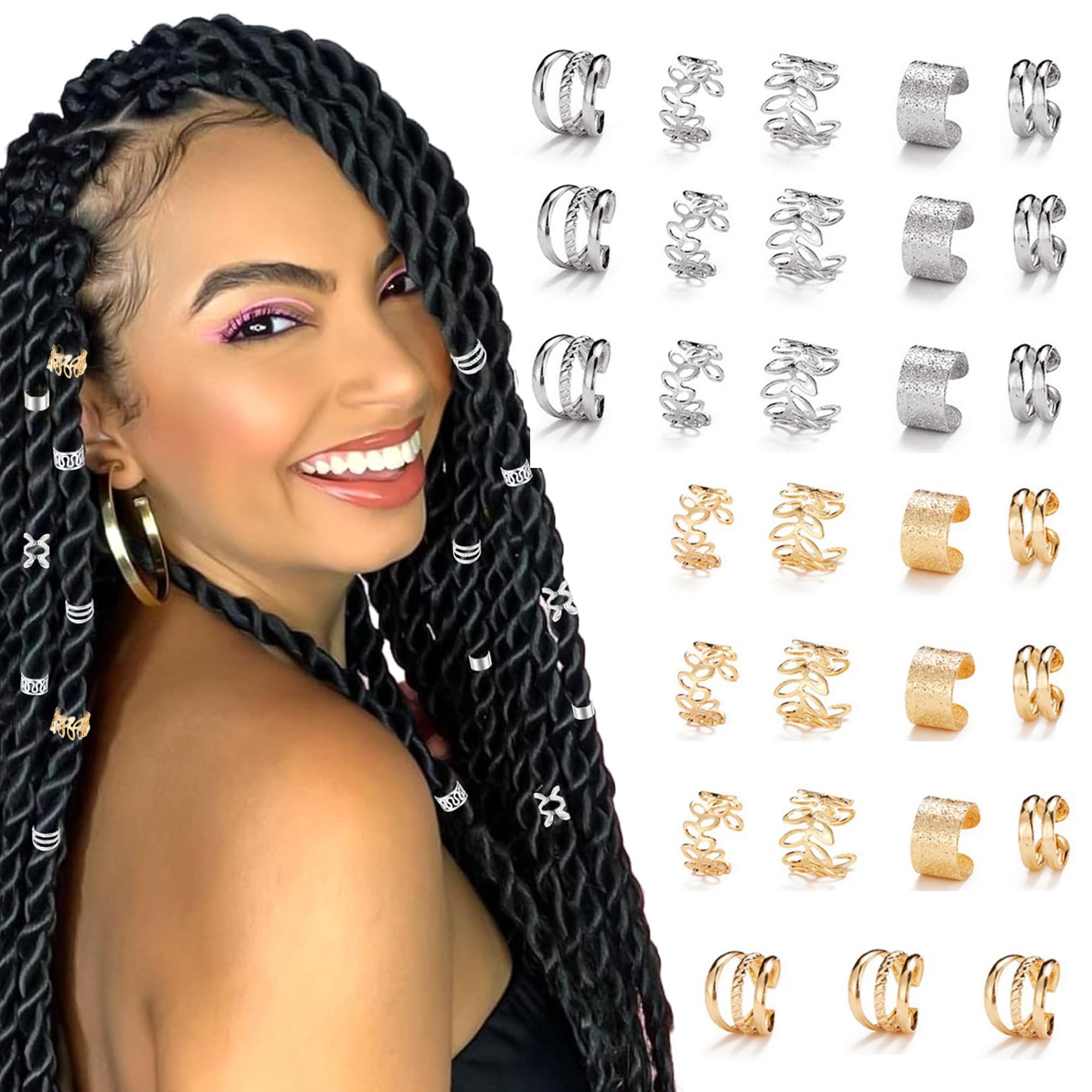 80 pezzi/set dreadlock perline polsini in metallo treccia per capelli