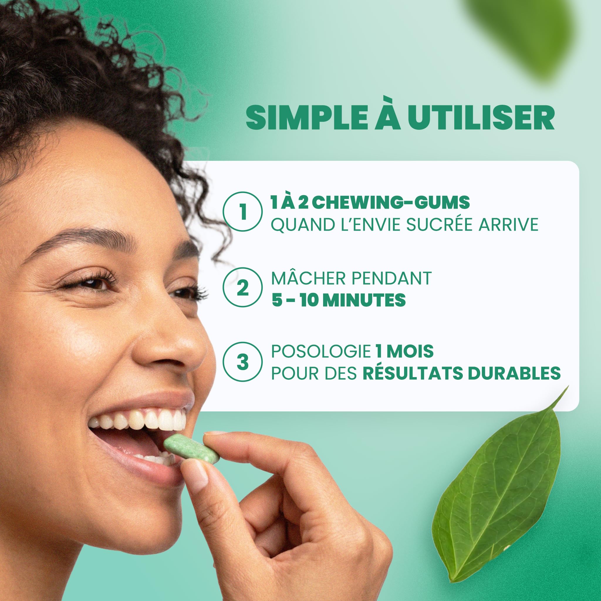 OneGum CONTROL Chewing-Gum Menthe Coupe-Sucre Gymnema Sylvestre, Boîte 45 | Atténue le Goût Sucré en Quelques Minutes, Sans Sucre, Vegan