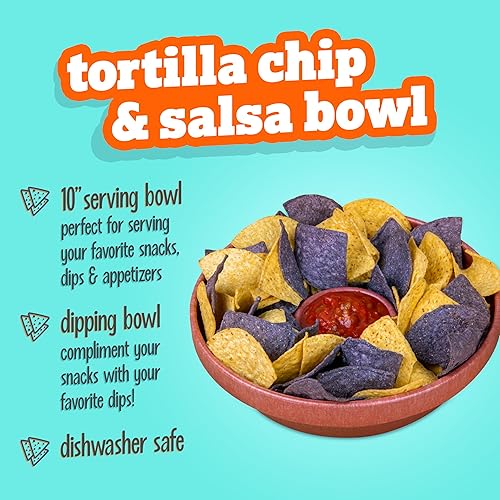 Miniatura 2 de Nostalgia Taco Tuesday - Tortilla de 10 pulgadas y cuenco de salsa, perfecto para papas fritas, pretzels, verduras, rancho, guacamole, salsas,