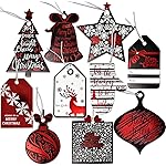 Gift Boutique 120 Elegant Christmas Gift Tags with Ribbon Tie Strings Attached 10 Designs Personalized Name Tag Labels Write On to & from for Gift Bags Wrapping Presents & Packages