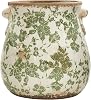 Nearly Natural 10in. Indoor Tuscan Ceramic Green Scroll Decorative Vase
