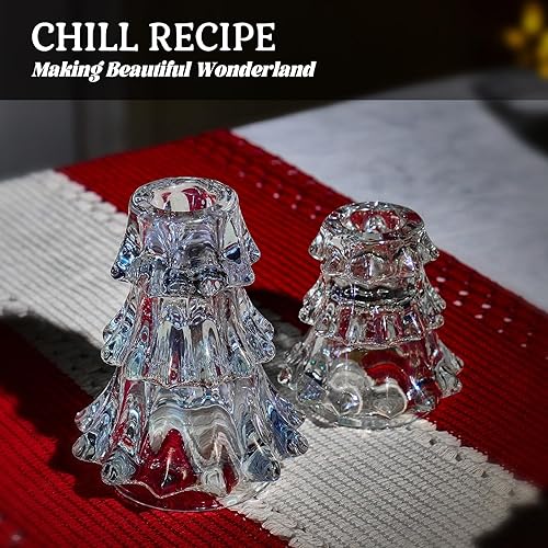 Miniatura 5 de CHILL RECIPE Portavelas de Navidad con forma de árbol de Navidad, con forma cónica de cristal, gruesos con agarres de goma para decoración de mesa,