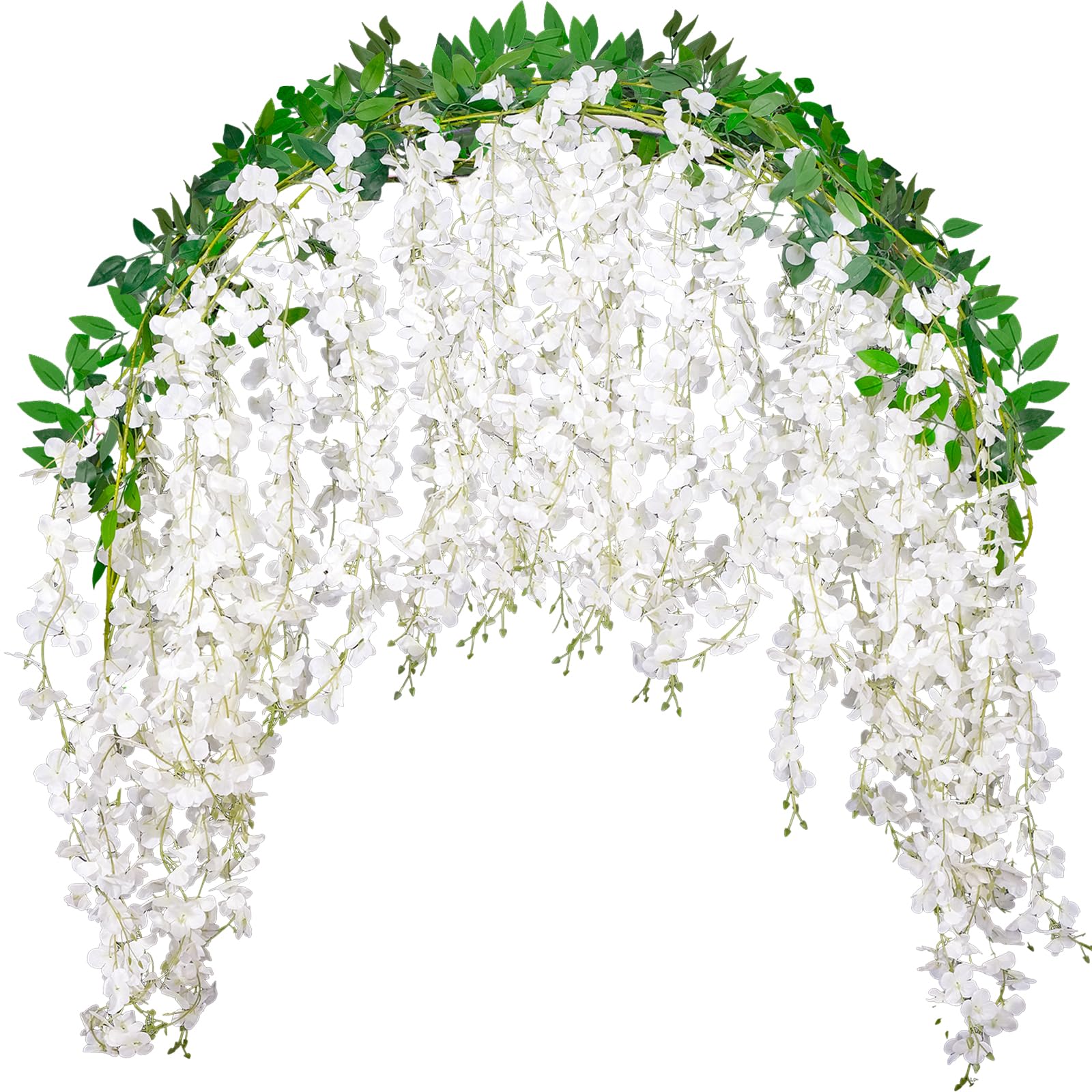 Guirlande de glycines artificielles premium fleurs blanches de prestige pour arche