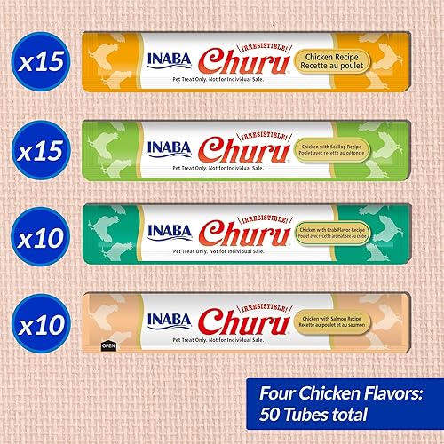 Miniatura 3 de INABA Churu - Golosinas para gatos, puré cremoso para gatos, sin cereales, que se puede lamer y exprimirsuplemento con vitamina E y taurina,