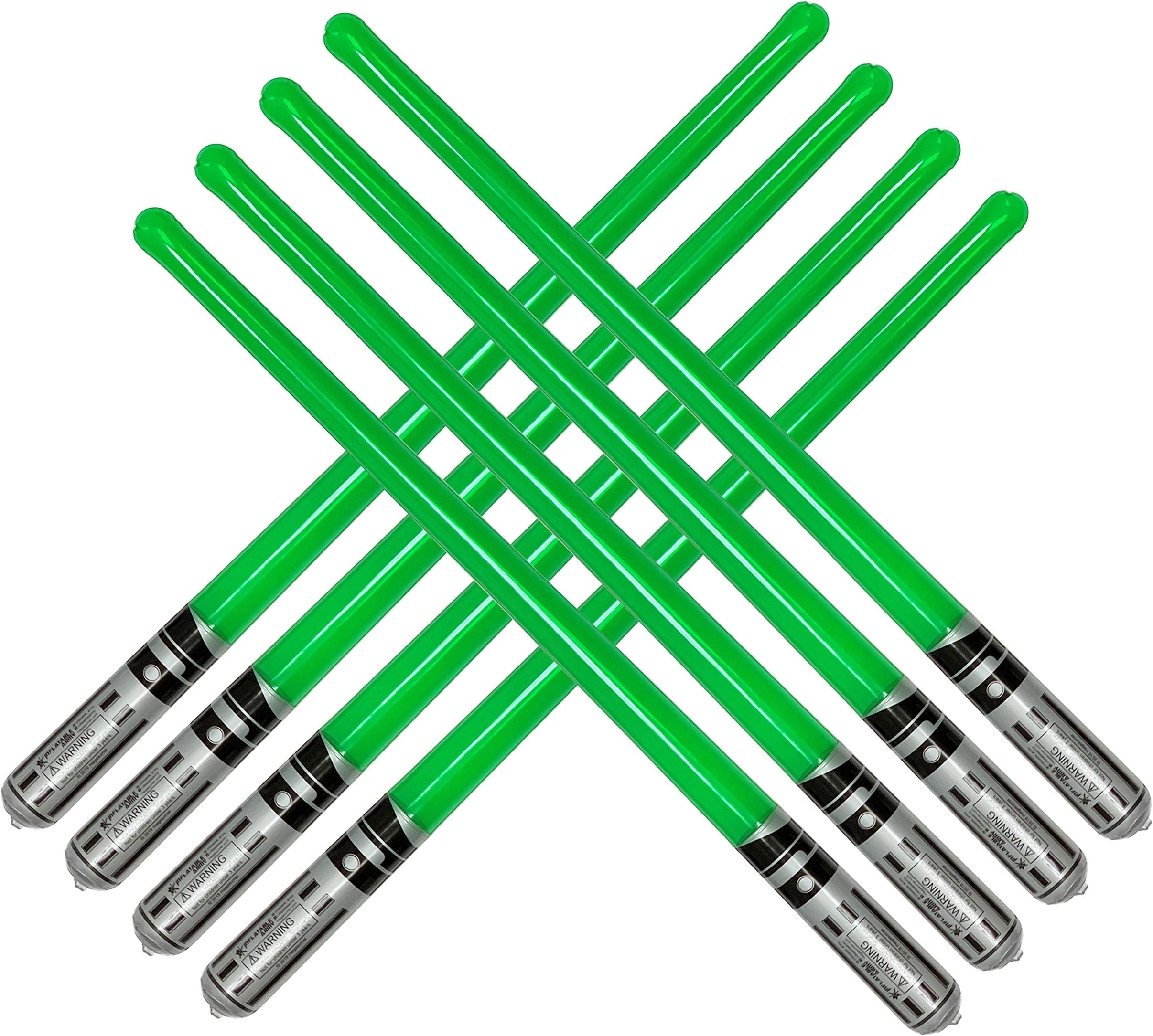 Pack of 8 Inflatable Light Saber Sword Toys - 8 Green Lightsabers - Pool, Beach, Party Favors, LARP, Halloween Costume, give Away, Christmas Stocking Stuffer