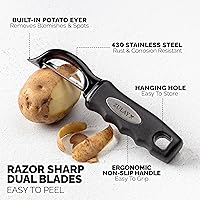 Vista 2 de Zulay Kitchen Pelador de verduras premium para cocina - Pelador giratorio con cuchillas de acero inoxidable ultra afiladas y mango ergonómico