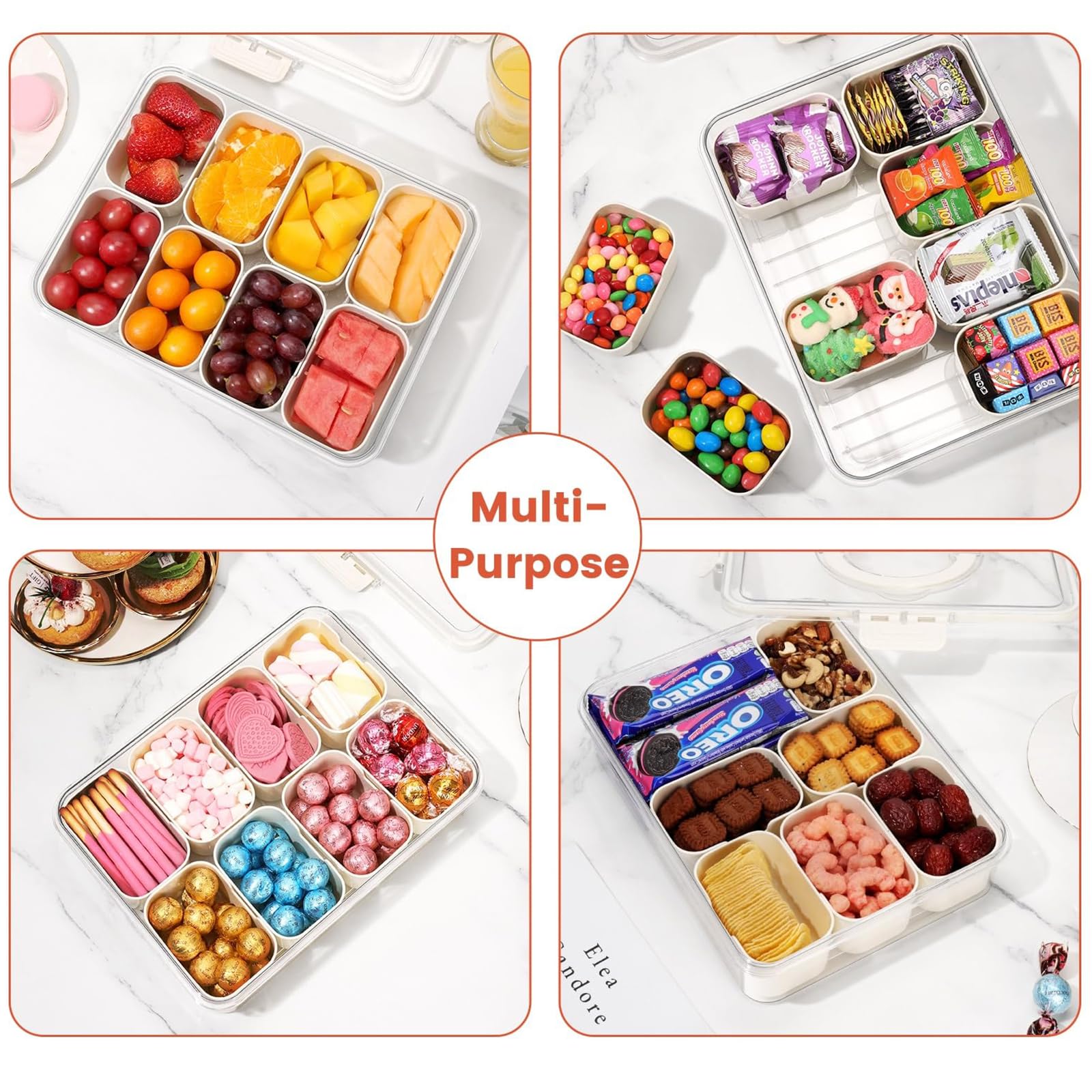 Amaviva Plateau De Service Divisé Avec Couvercle Et Poignée, Boîte