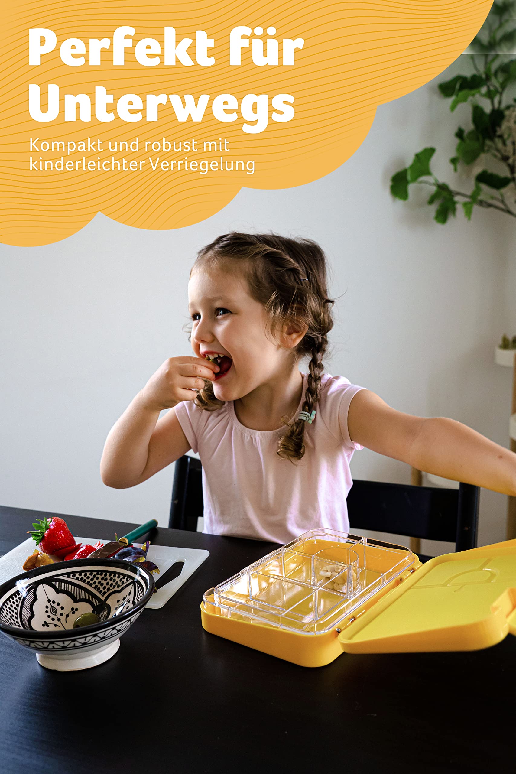Jarlson® Lunch Box Bambini - Bento Box con 6 Scomparti - Porta Pranzo - Senza BPA - per la Scuola e l'asilo - 850ml