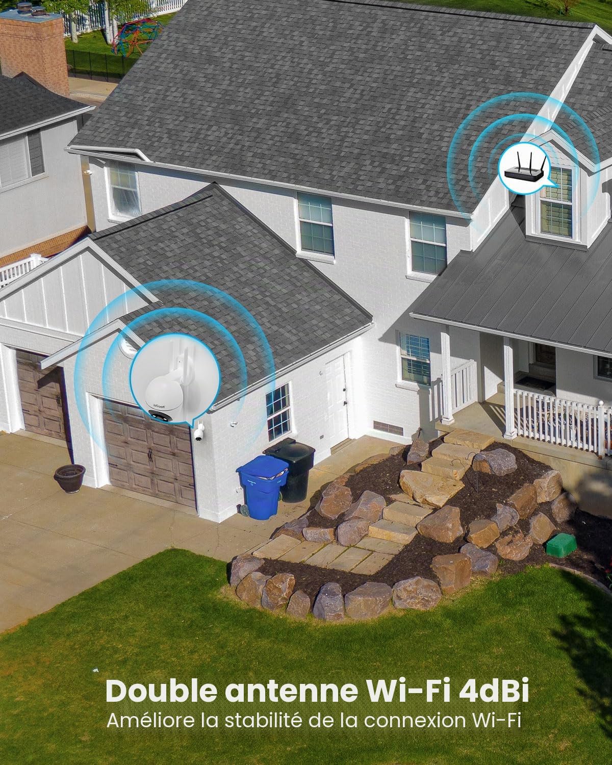 ieGeek Caméra Wi-Fi extérieure 5 MP 360° PTZ, WiFi 2,4/5 GHz