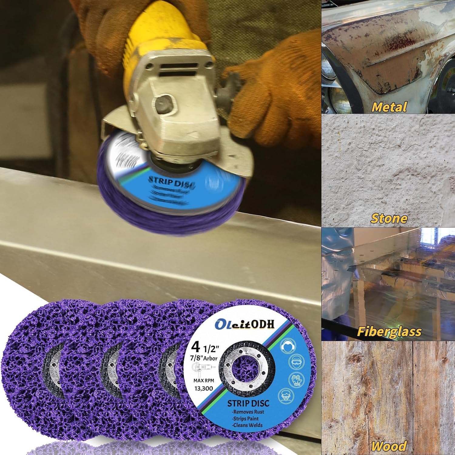 15 Pcs 4-1/2" x 7/8" Strip Discs Bulk, Paint Stripping and Rust Removal Wheels for Angle Grinders, Abrasive Grinding Discs for Metal, Wood, and Fiberglass