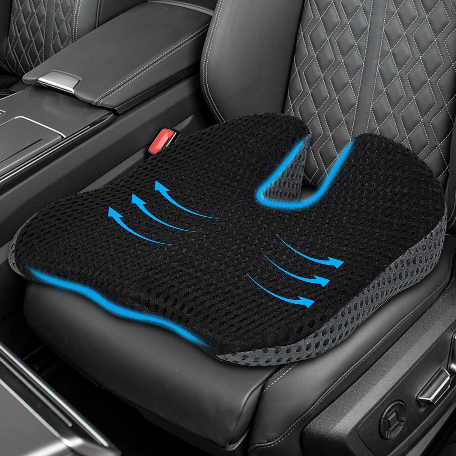 ONEMAJI Car Seat Cushion for Hyundai Tucson JM TL NX4, Memory Foam Car Wedge Cushion, Car Booster Seat, Sciatica & Lower Back Pain Relief