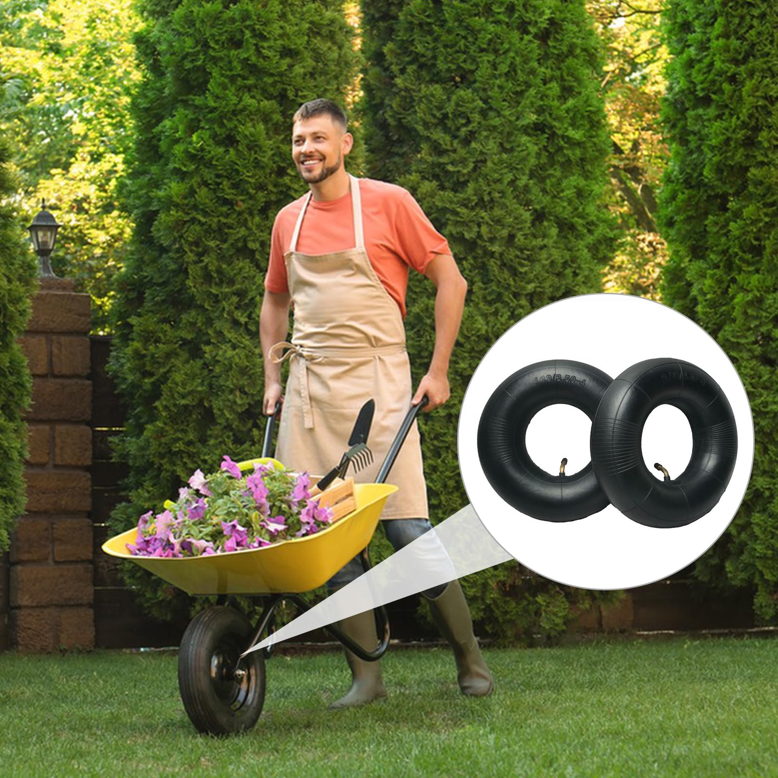 Roue Chariot Jardin Pneu Et Chambre à Air 4.00-6 Pour Brouette Et Chariot - Remplacement Lourd Duty Pour Gorilla Cart Et Autres Pneu Heavy Duty Valve Droite