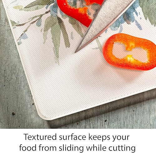 Miniatura 10 de CounterArt Blue & White Pottery - Tabla de cortar de vidrio templado tolerante al calor de 15 x 12 pulgadas, fabricada en los Estados Unidos, apta