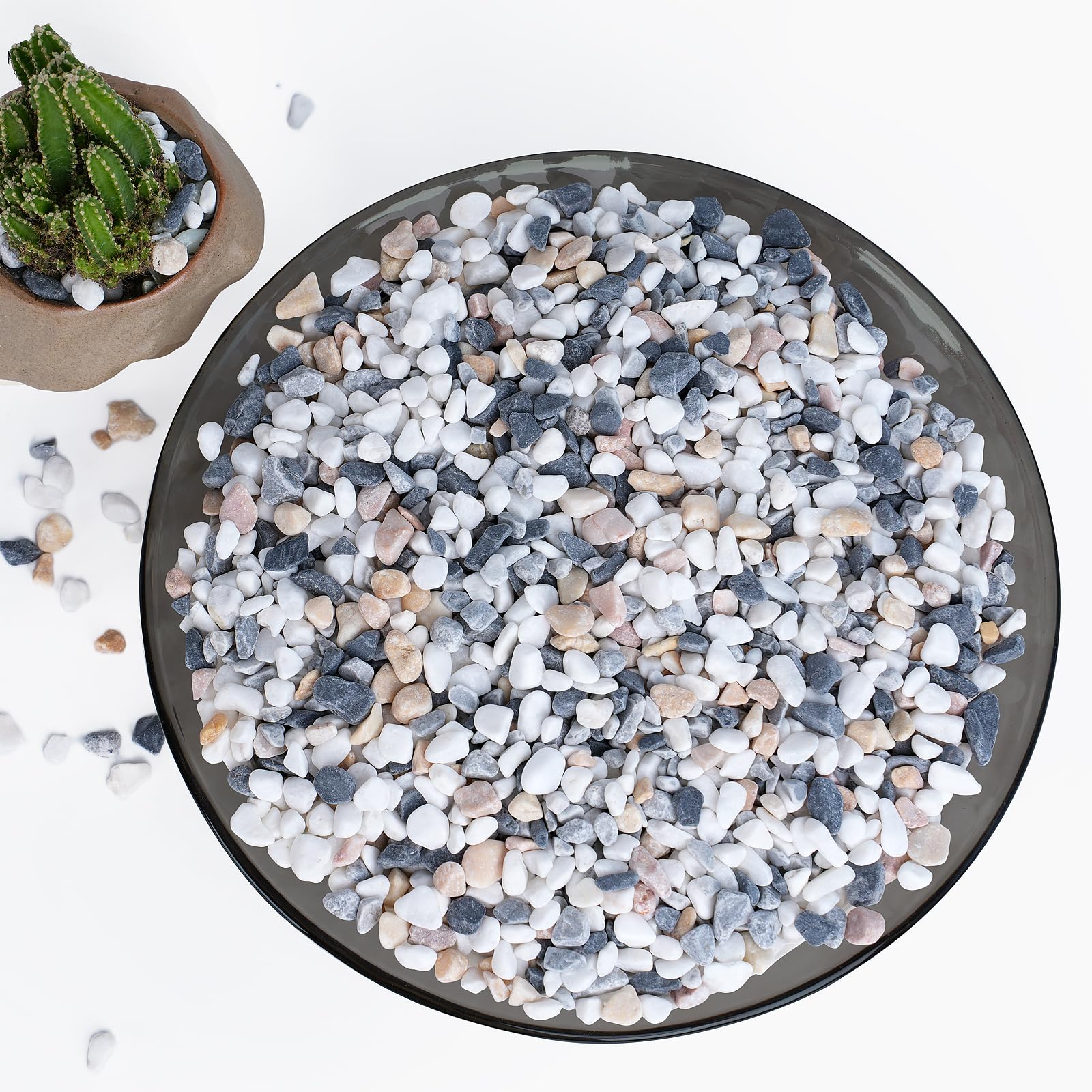 Rahato 5 lbs Small Rocks for Succulents, 1/5 Inch Pebbles for Indoor Plants, Decorative Pea Gravel for Terrarium, Vases, Aquariums, Fish Tank,