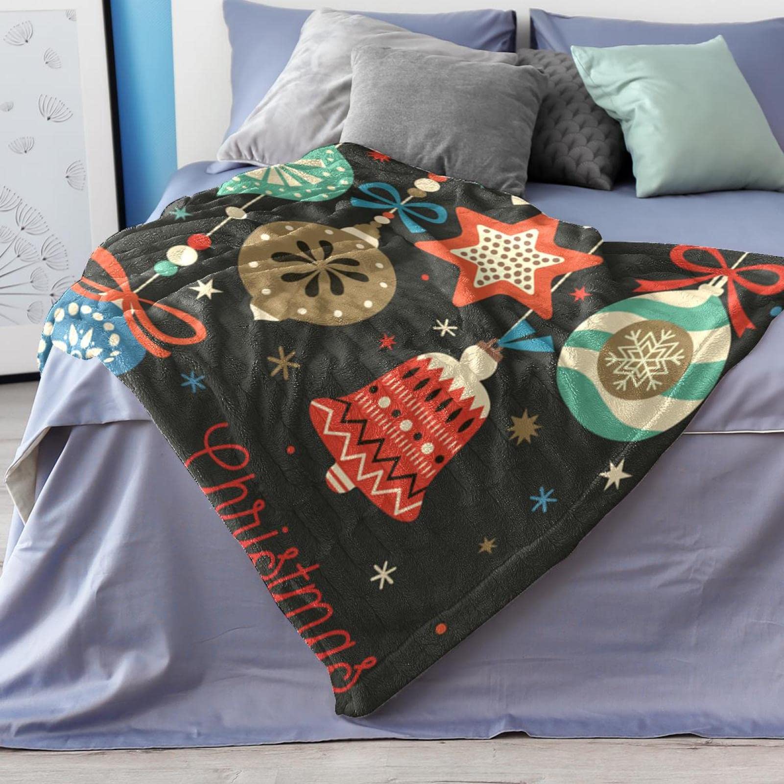 Coperta decorativa in pile con sfondo natalizio per divano, divano o letto