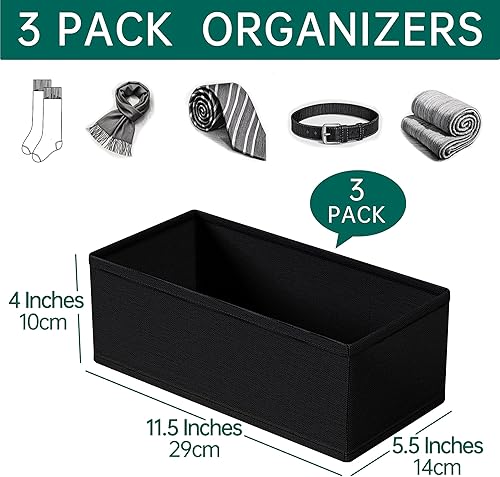 Miniatura 2 de Paquete de 3 organizadores de cajones, divisores de cajones, almacenamiento de cajones para calcetines, ropa interior, brasier, bragas, cinturón,