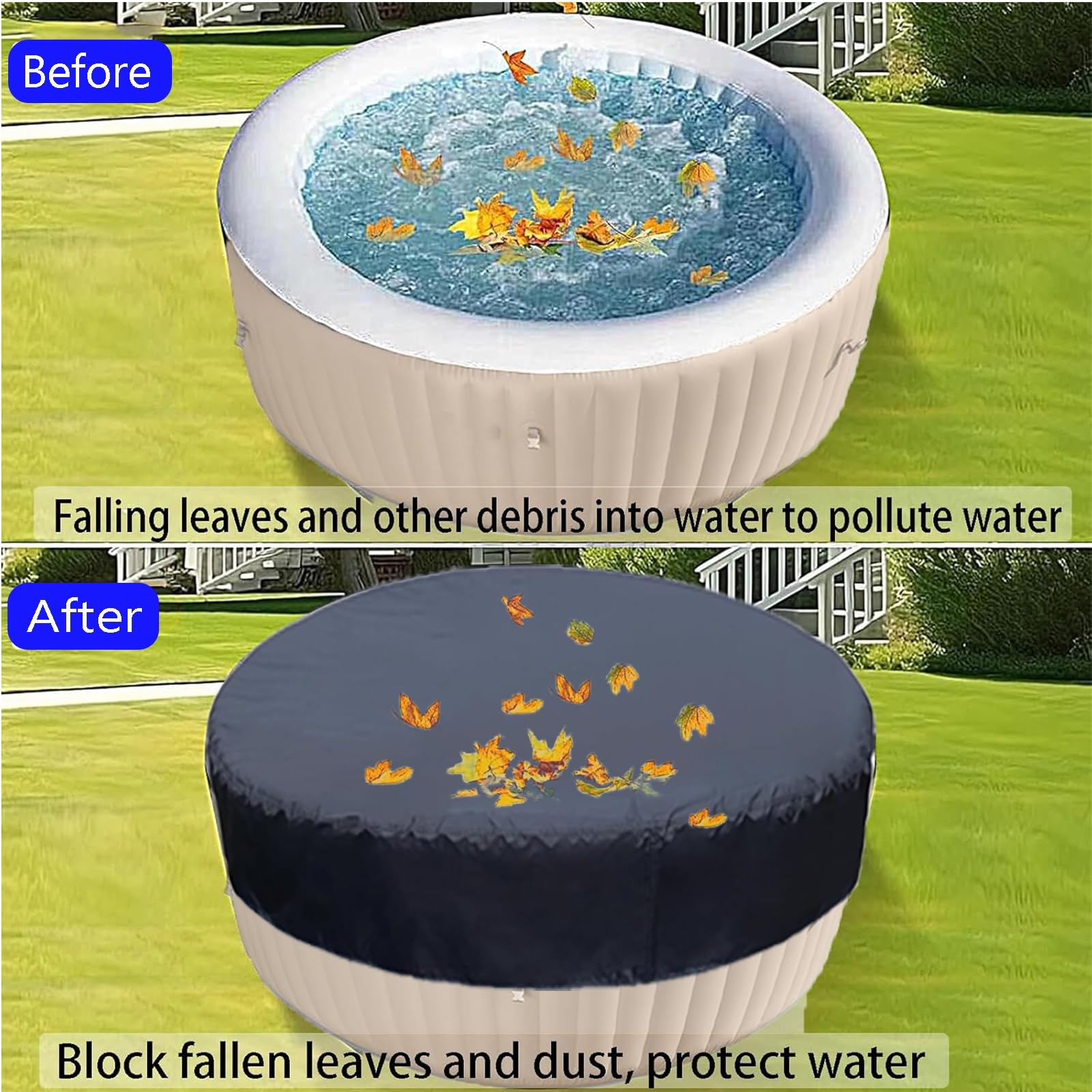 Copertura per Piscina Rotonda,Copertura per Vasca Idromassaggio,Impermeabile e Antipolvere,Esterno Portatile Patio Coperturas Protettiva per Piscina con Coulisse,Giallo,366 * 20cm