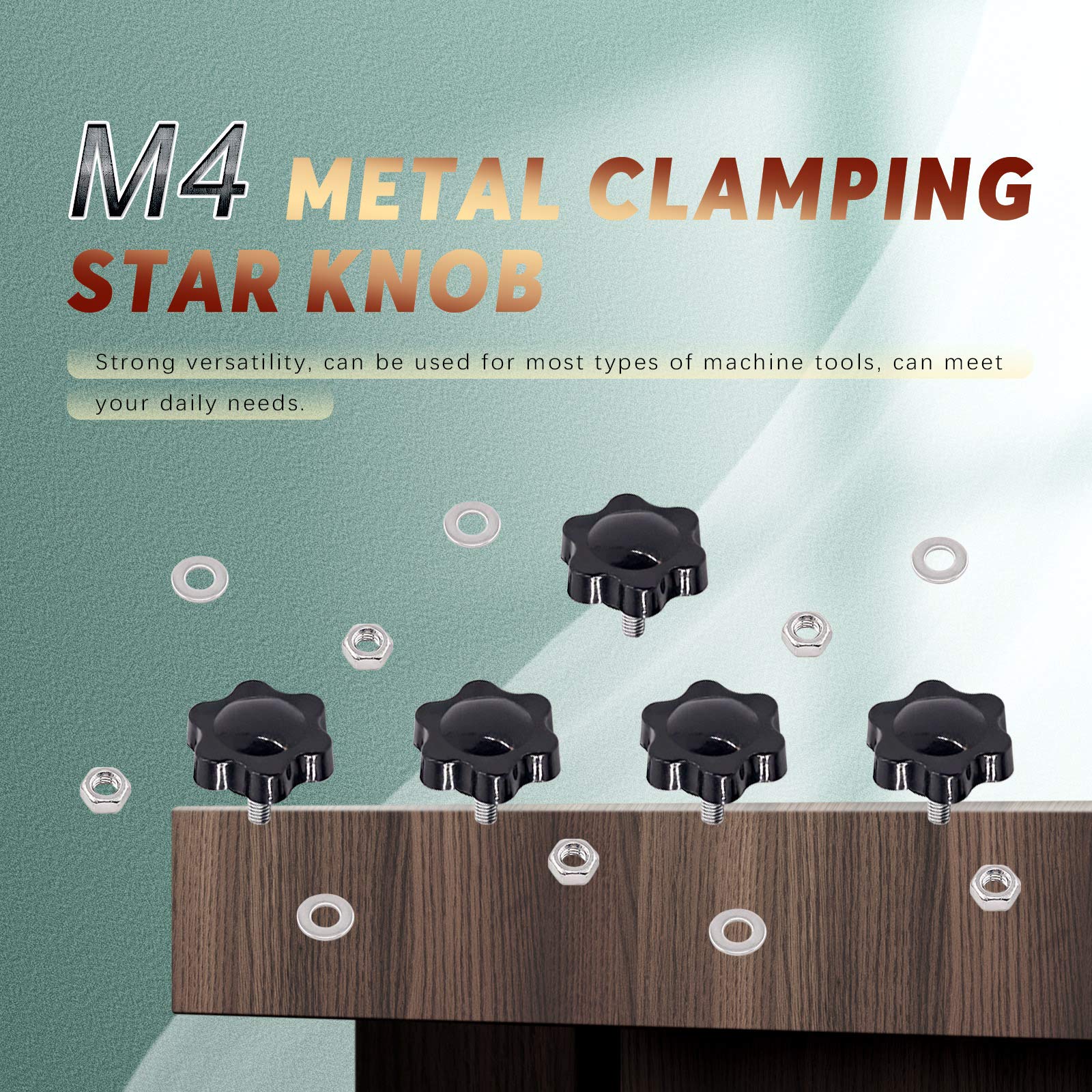 Swpeet 60-tlg M6 Sternknäufe Set - Metall-Kunststoff Mit Muttern