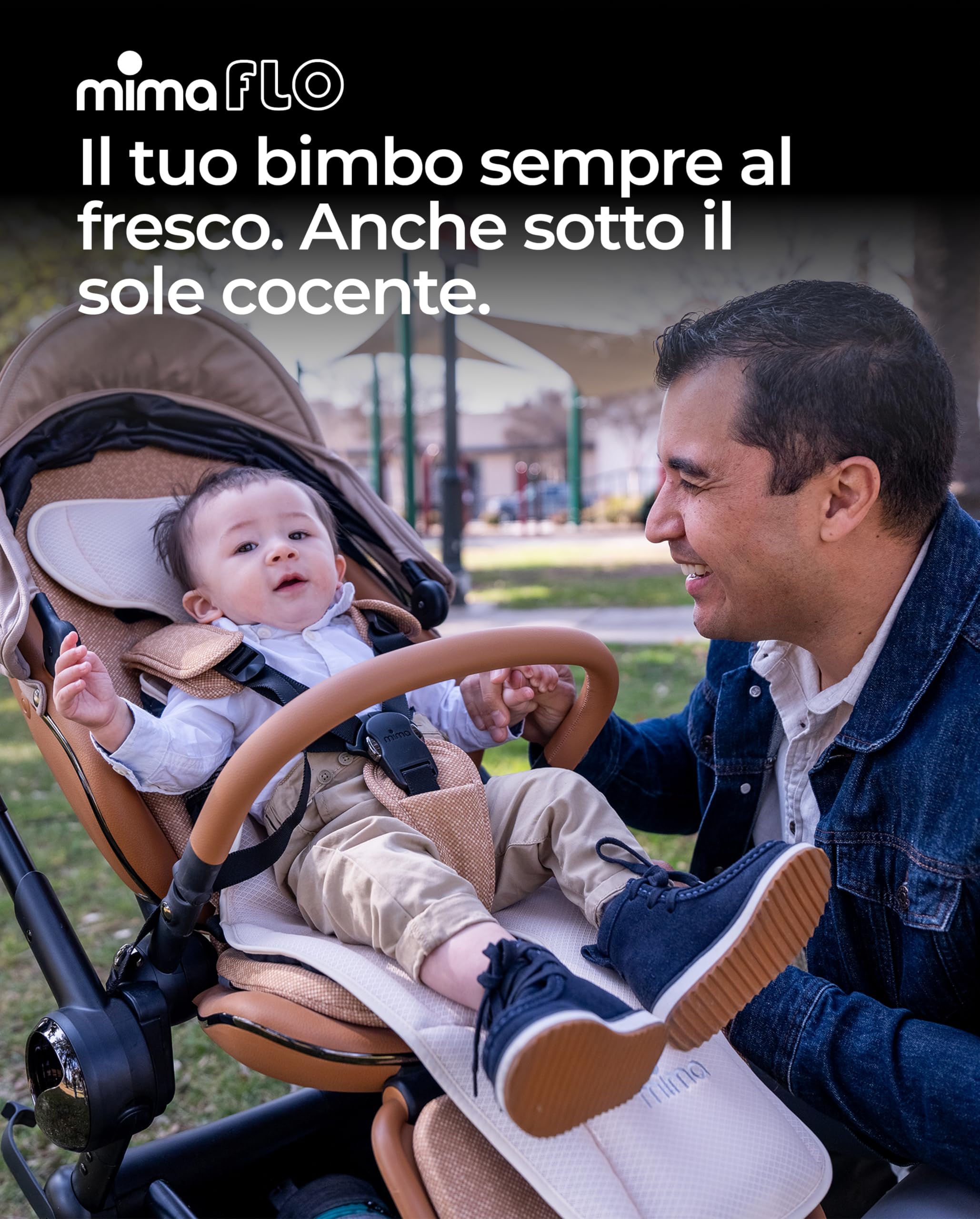 Mima Cuscino Universale con Ventilatore per Passeggino FLO Lollipop | Materassino Traspirante con Aerazione Attiva per Bebè | Protezione dal Calore in Primavera, Estate e Climi Caldi