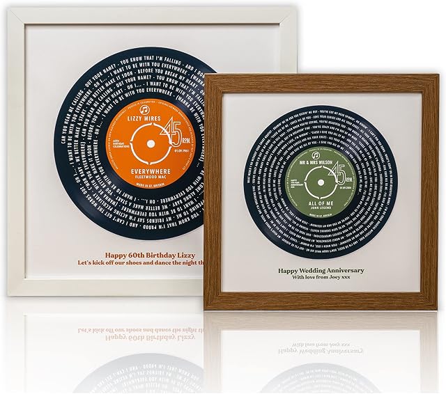 Personalised Vinyl Record Poster Print - Any Song Words First Dance | Gift Idea for Wedding Birthday Anniversary, Optional Framed