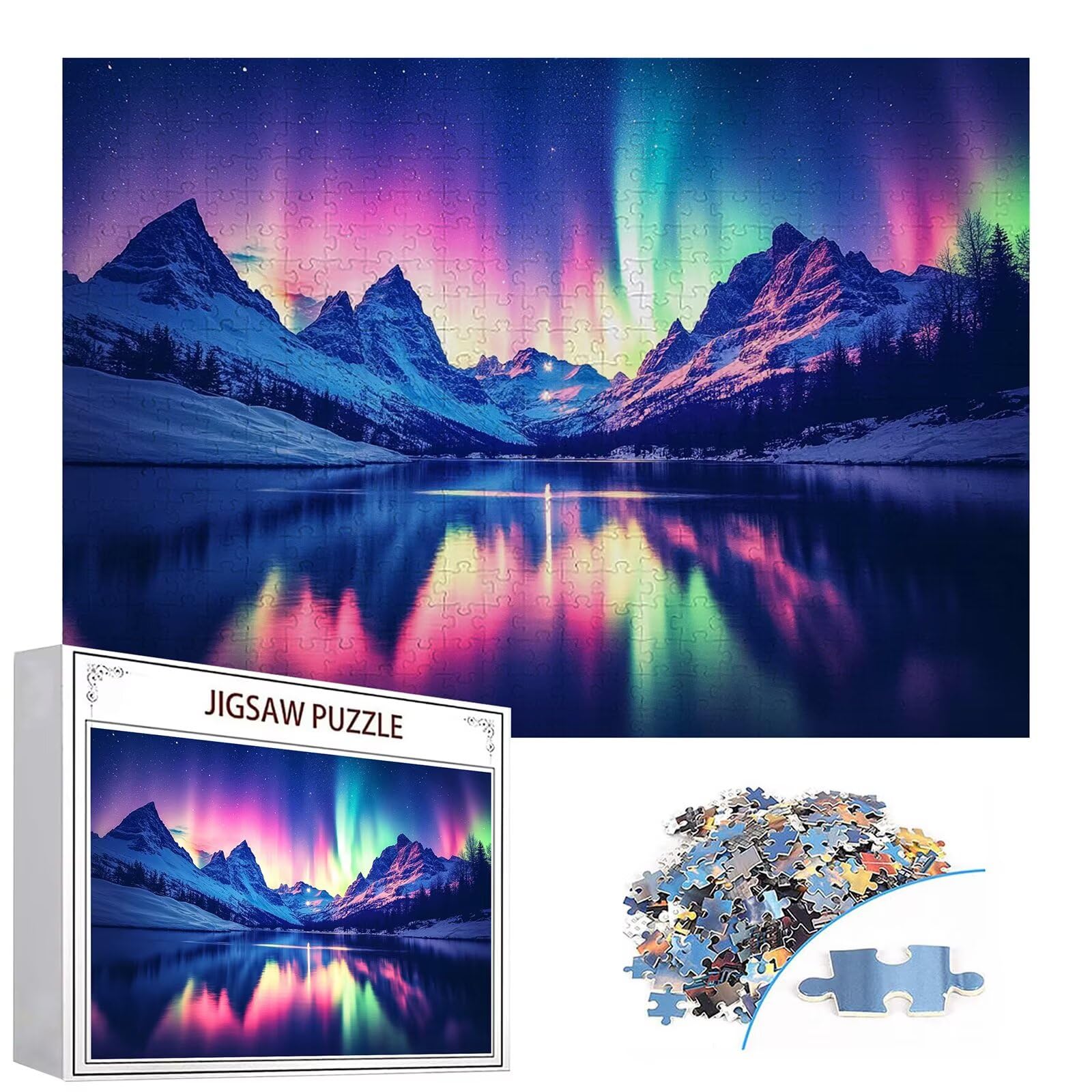 Puzzle 3000 elementów zorza polarna puzzle dla dorosłych jezioro 122 x 81 cm Unikalne rzemiosło klasyczne 3D drewniana układanka do rodzinnych gier aktywnych, układanka do samodzielnego wykonania