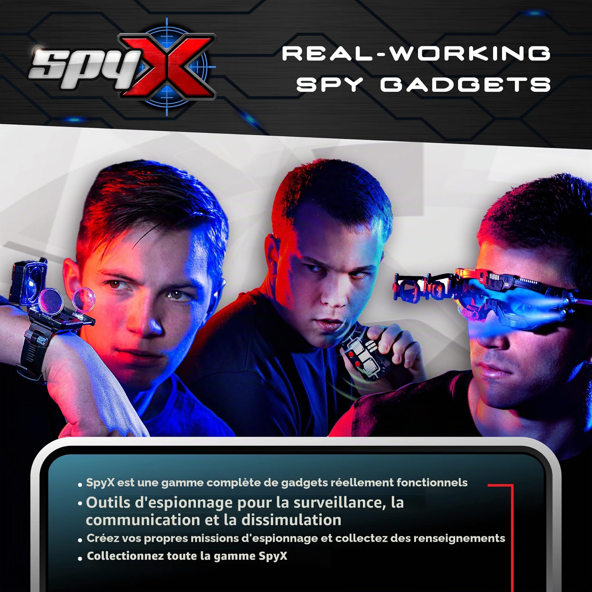 SpyX 10538 Émetteurs-récepteurs espions pour Enfants – Communication secrète Mains Libres Via des Talkie-Walkies déguisés pour des Missions d'espionnage Amusantes – Comprend Un déguisement de Montre