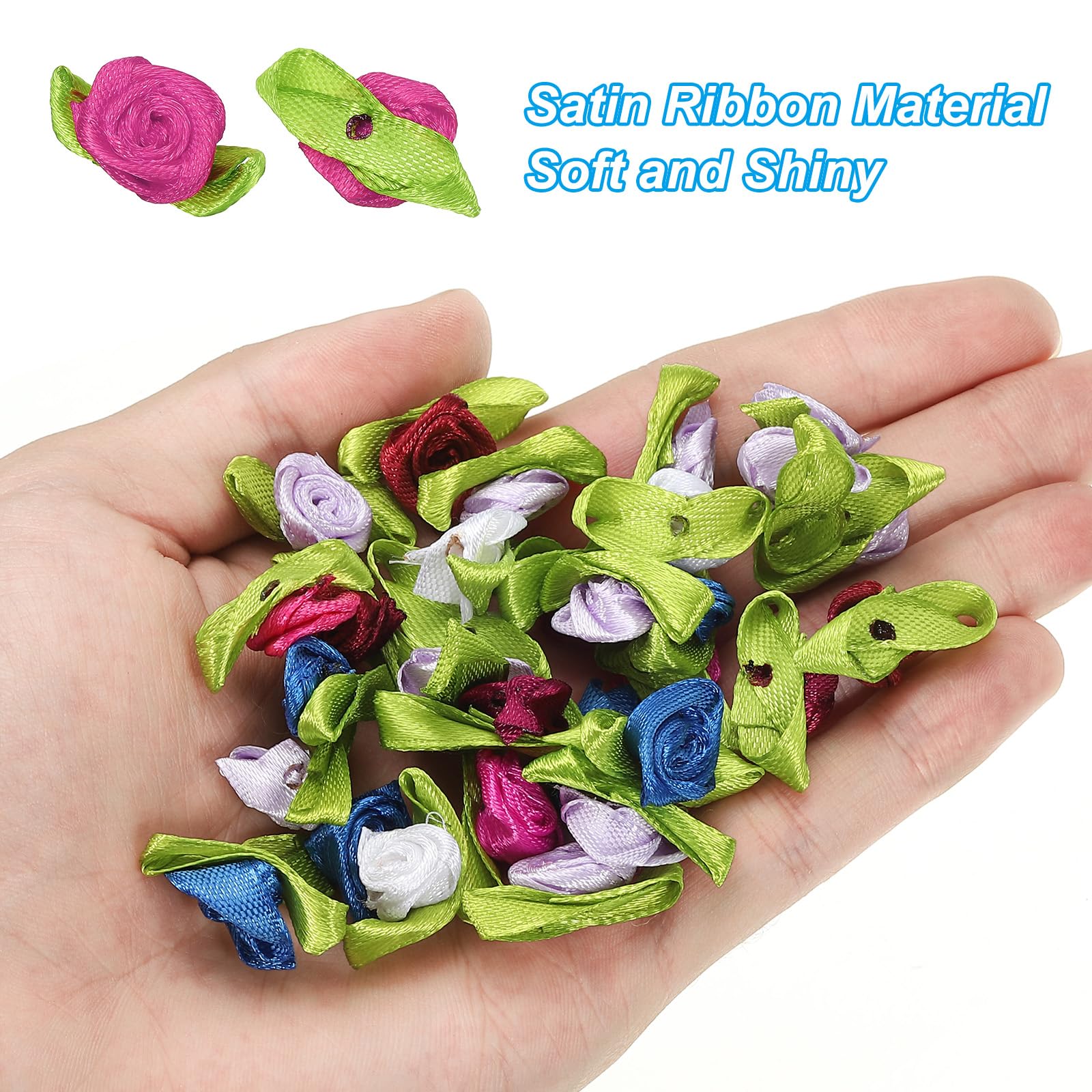 PATIKIL 15mm Tiny Satin Ribbon Rose - Image 4