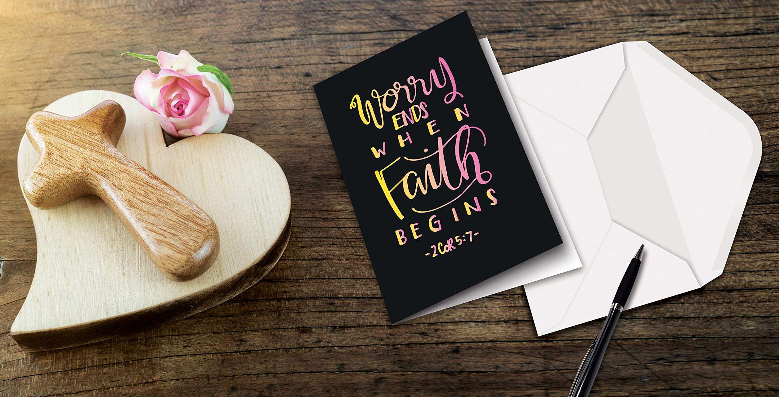 Better Office Products Religious Bible Verse Inspirational Cards, 100-Pack, 4 x 6 inch, 4 Cover Designs with Bible Quotes, Blank Inside, Encouragement Cards, with Envelopes, 100 Pack - Image 2