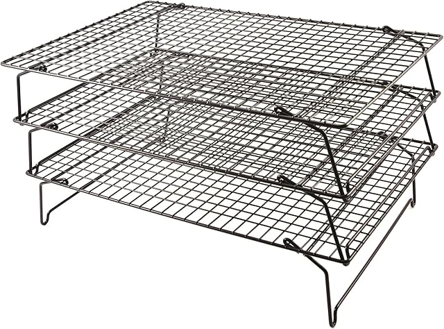 Tala 3 Tier Non-Stick Cooling Rack - Space Saving Collapsible Cake Cooling Tray For Baking - Freshly Baked Cakes, Muffins, Cookies & Biscuits - 40 x 25cm