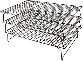 Tala 3 Tier Non-Stick Cooling Rack - Space Saving Collapsible Oven Racks - Cake Cooling Rack for Baking Freshly Baked Muffins, Cookies & Biscuits - Baking Tools & Accessories, 40 x 25cm, Black