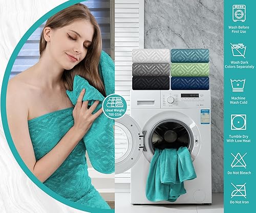 Vista 97 de Juego de toallas de microfibra de 8 piezas, 2 toallas de baño, 2 toallas de mano, 4 toallas pequeñas, toalla de baño extra grande para baño, hotel