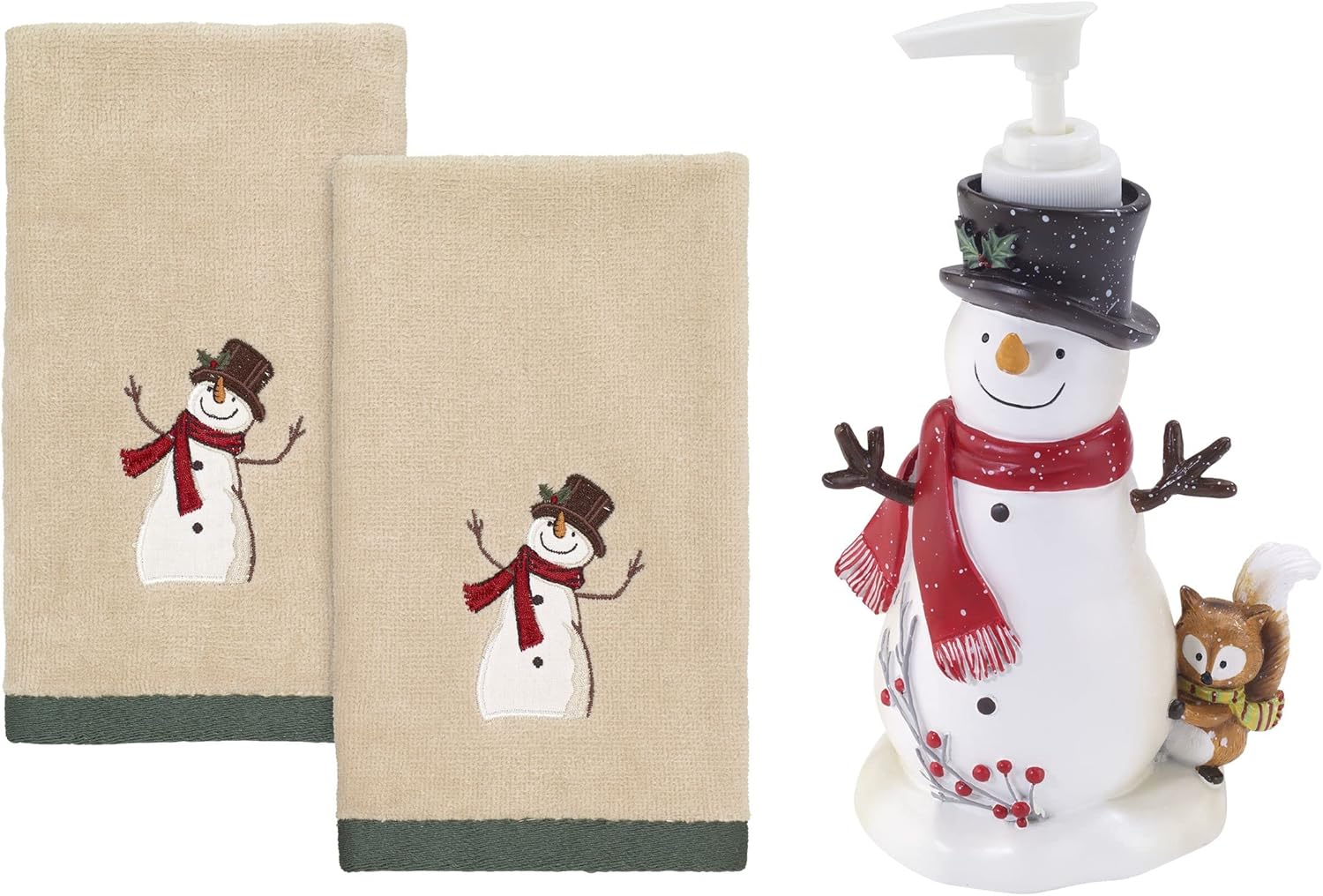 Avanti Linens Soap Dispenser & Fingertip Towel Set, Bathroom Accessories, Holiday Decor (Friends Gather Collection),