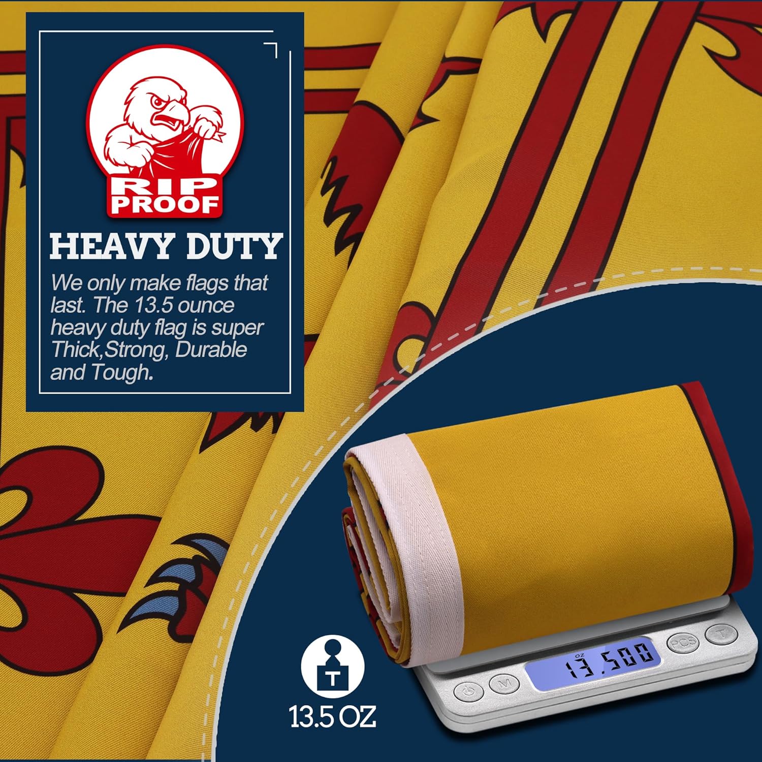 Anley Rip-Proof Double Sided 3-Ply Scotland Rampant Lion Flag 3x5 Foot - Vivid Color, Canvas Header and Wrinkle Resistant - The Strongest, Longest Lasting Scottish Rampant Lion Flags 3 X 5 Ft