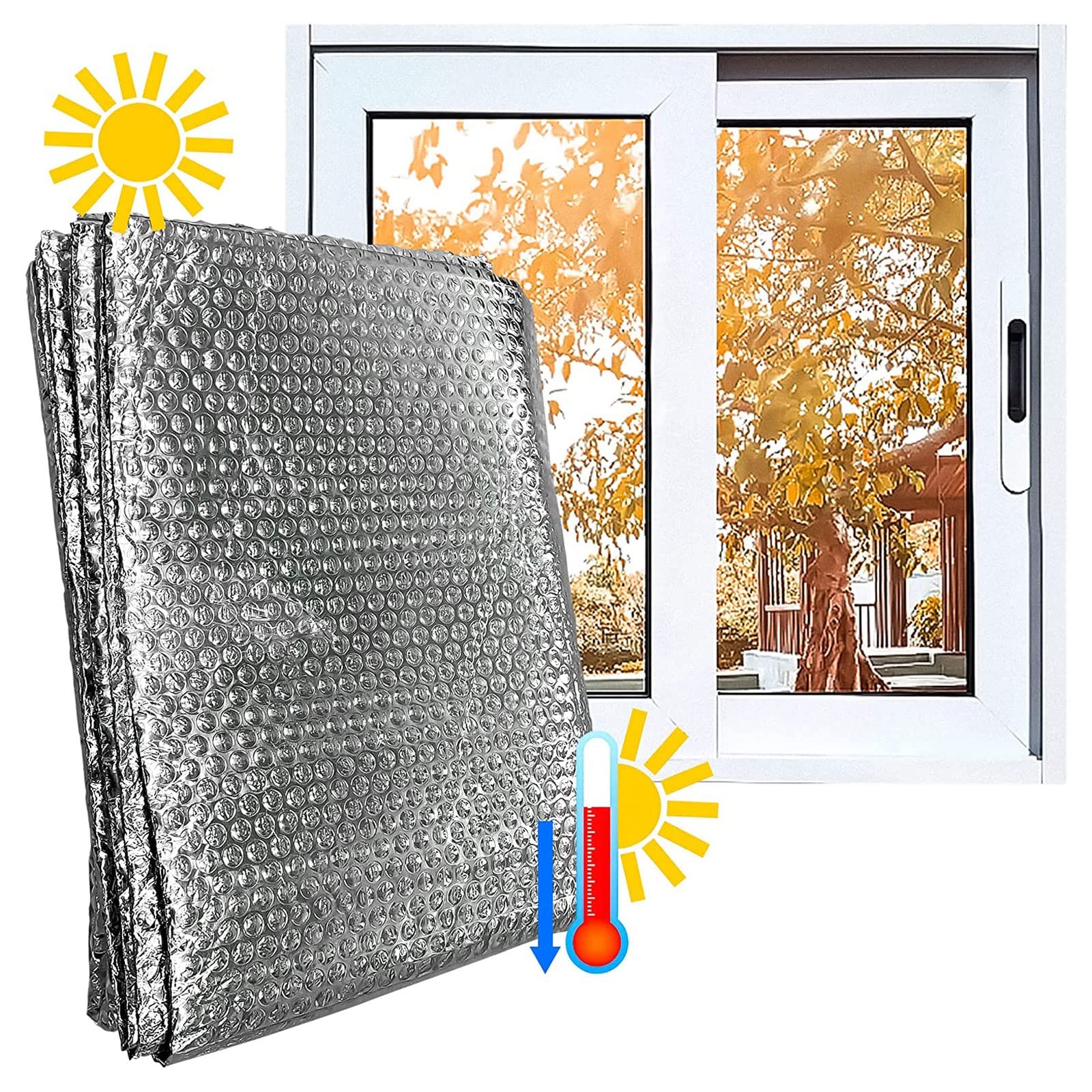 Lamina Termoriflettente con Bolle Pannelli Riflettenti per Termosifoni per Il Pavimento della Parete del Tetto Scaldacqua Rivestimento (1x9m)