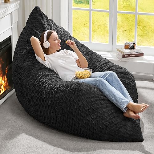 Miniatura 32 de Hobestluk Silla Puf 3 en 1, Sillas Puf Gigantes para Adultos con Funda de Felpa Chevron, Cojín de Suelo Convertible con Funda Lavable a Máquina