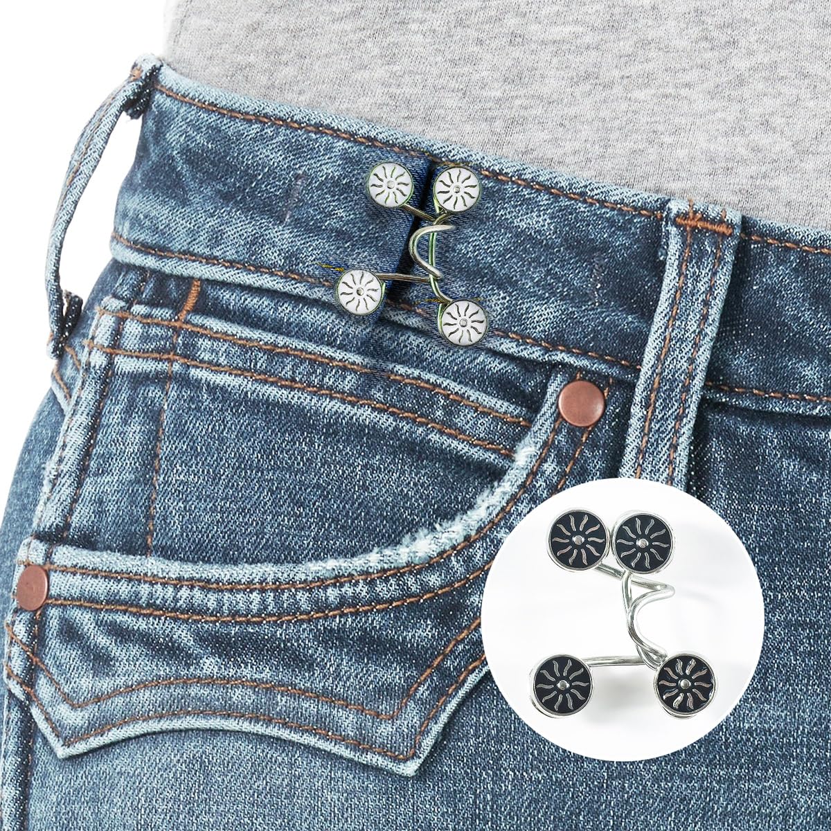 Ajustadores De Cintura Para Pantalones – 16 Clips Reutilizables, Sin Costura, En 4 Colores (plata, Oro, Negro, Rosa Dorado)