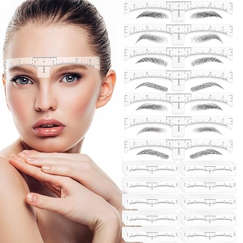 Miniatura 2 de 100 plantillas de regla de cejas – Abeillo - Adhesivo desechable para regla de cejas, plantilla de cejas de microblading, herramienta de medición de