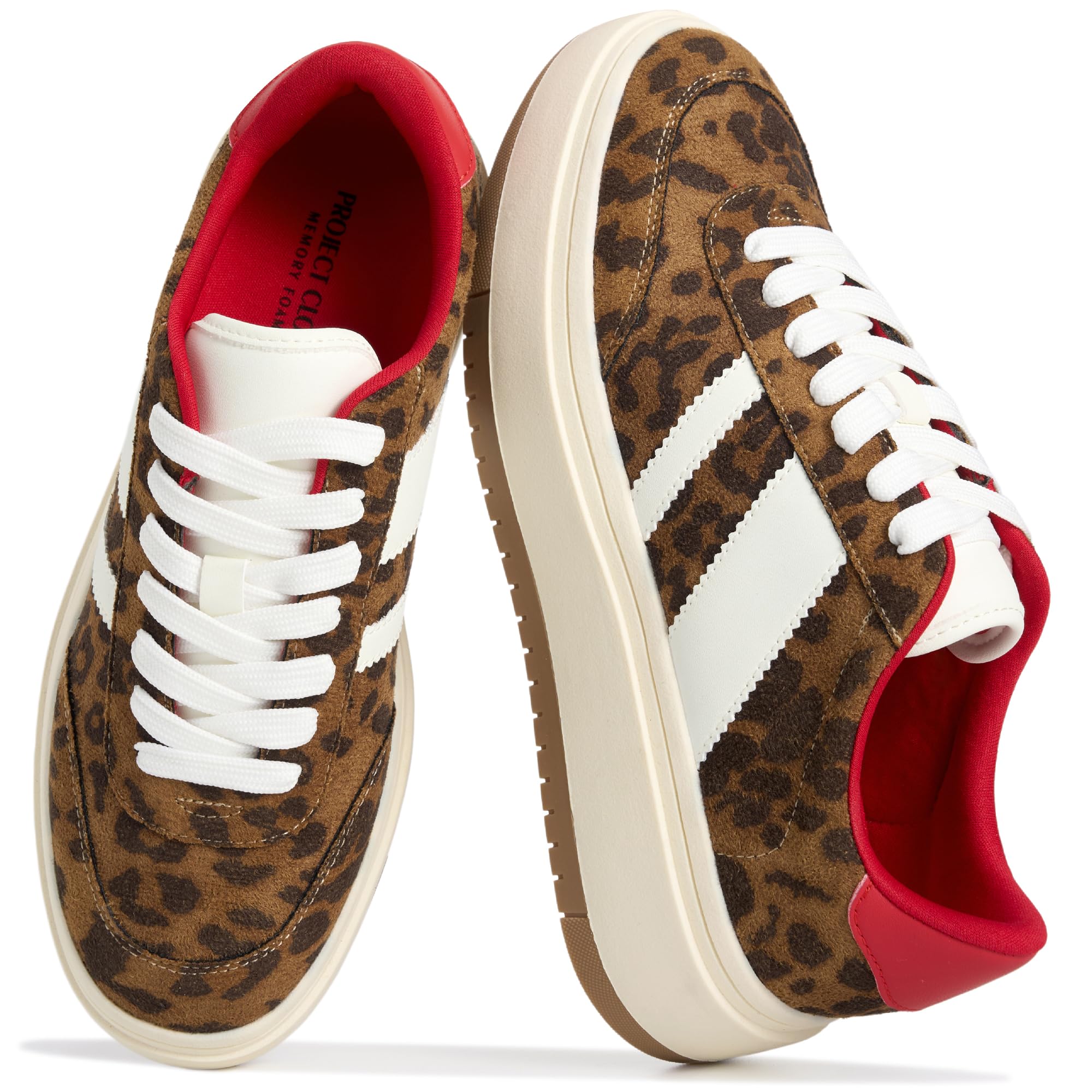 Project Cloud Fashion Platform Sneakers for Women Footwear 2026 (Nita) | Memory Foam Insole for Comfortability; Non-Slip Casual Platform Shoes for Women Sneakers; Lightweight Lace-up Womens Shoes 6 Leopard Multi