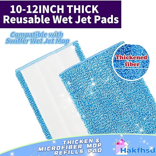 Miniatura 9 de HAKFHSD Paquete de 4 almohadillas de repuesto de microfibra para trapeador, compatible con la almohadilla reutilizable Swiffer WetJet, altamente